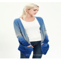 Women Pure Cashmere Dip Dye Cardigan